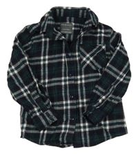 Tmavomodro-zeleno-biela kockovaná flanelová košeľa Primark