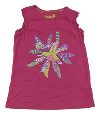 Fuchsiový top s ptáčkem Lupilu 