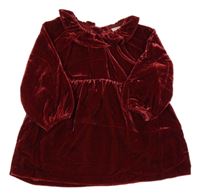 Karmínové zamatové šaty s golierikom H&M