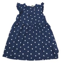Tmavomodré bavlnené kvetované šaty H&M