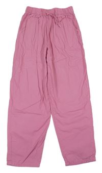 Růžové plátěné kalhoty H&M