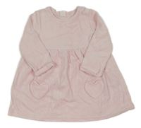 Svetloružové zamatové šaty H&M