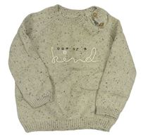 Smetanovo-sivý melírovaný sveter s nápisom George