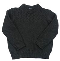Tmavosivý pletený sveter so vzorom Matalan