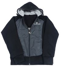 Černo-tmavošedá vzorovaná propínací mikina s logem a kapucí G-STAR RAW