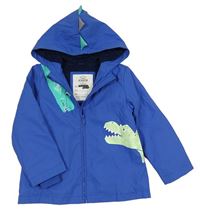 Cobaltovoě modrá nepromokavá zateplená bunda s dinosaurami a kapucňou s ostny M&S