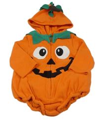 Kockovaným - Oranžovo-zelené fleecové vycpané body s kapucí - tekvica PRIMARK