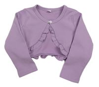 Levandulové žebrované propínací bolérko s volánikmi