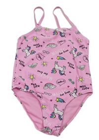 Růžové jednodílné plavky s jednorožci Dopodopo