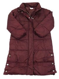 Vínový prošívaný šusťákový zimní kabát H&M