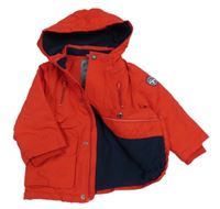 Červená šusťáková pod/zimní bunda s nášivkou a kapucí F&F