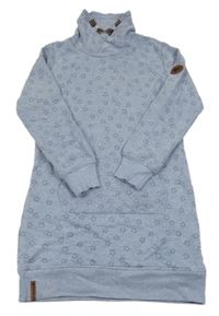 Modré melírované teplákové šaty s hvězdičkami a kapsou a komínovým límcem YIGGA 