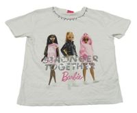 Biele tričko s Barbie a flitrami a kamienkami Barbie