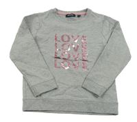 Sivá melírovaná mikina s nápismi BLUE SEVEN