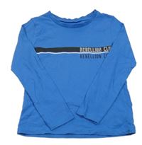 Modré tričko s nápismi a pruhmi George