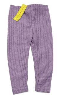 Nové - fialové melírované rebrované úpletové legíny SHEIN