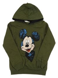 Khaki mikina s Mickey a kapucí 