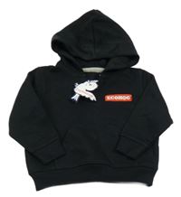 Nové - čierna tepláková mikina s nápisom a vreckom a kapucňou