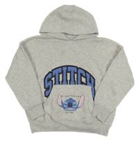 Světlešedá melírovaná oversize mikina se Stitchem a kapsou a kapucí George