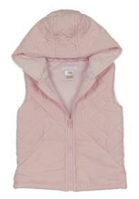 Světlerůžová prošívaná šusťáková zateplená vesta s kapucí Amore