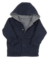 Tmavomodrý melírovaný zateplený kabátek s kapucňou St. Bernard