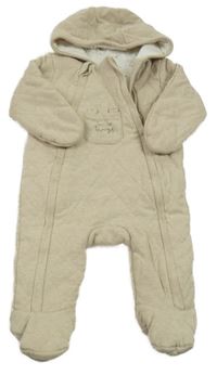 Svetlobéžová melírovaná prešívaná zateplená kombinéza s kapucňou mamas&papas