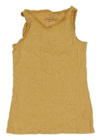 Karamelový melírovaný rebrovaný top s čipkou Next