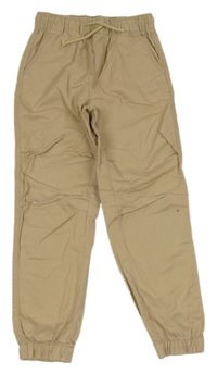 Béžové jogger waist cuff plátěné kalhoty H&M