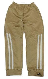 Pískové tepláky s bílými pruhy