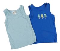 2x - Nátělník - Světlemodrý lupilu, cobaltově modrý s roboty C&A