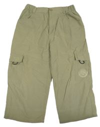 Khaki cargo capri šušťákové nohavice s nápismi POWER KIDS