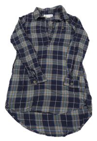 Tmavomodro-kockované košeľové šaty H&M