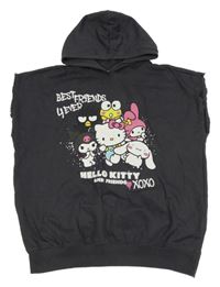 Tmavosivá tepláková vesta s Kitty a kapucňou Sanrio
