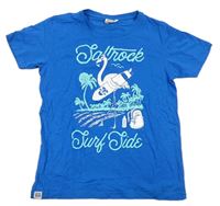 Modré tričko s potlačou s nápismi Saltrock