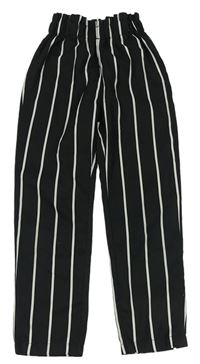 Čierno-biele pruhované nohavice Shein