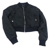 Černý šusťákový zateplený crop bomber New Look