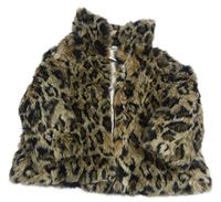 Hnědá kožešinová podšitá bunda s leopardím vzorem H&M