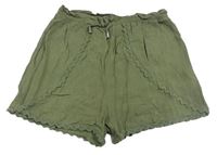 Khaki ľahké kraťasy s volánikmi Primark