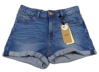 Modré riflové high waist kraťasy Lindex
