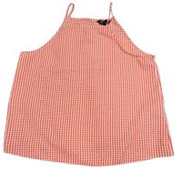 Červeno-biely kockovaný krepový oversize top New Look
