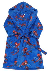 Modrý chlpatý župan so Spidermanem a kapucňou M&S