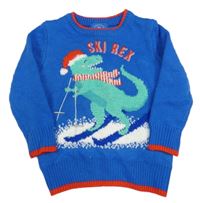 Modrý sveter s dinosaurom