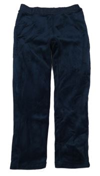 Tmavomodré žebrované sametové zateplené tregíny Kids