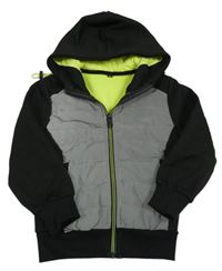 Čierno-sivá bunda s kapucňou