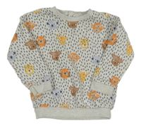 Svetlosivá melírovaná vzorovaná mikina so zvířaty zn. M&S