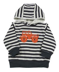 Antracitovo-biela pruhovaná mikina s jeepsem a kapucňou Topomini