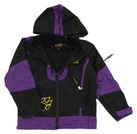 Čierno-fialová šušťáková jarná bunda s kapucí Jack Wolfskin