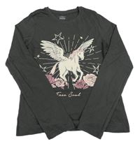 Antracitové triko s jednorožcem Primark