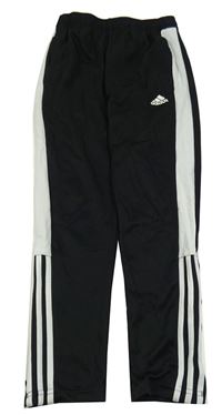 Černo-bílé sportovní funkční tepláky s logem Adidas