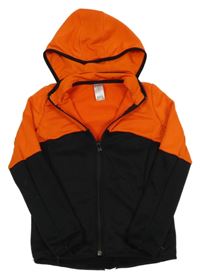 Červeno-černá sportovní propínací funkční mikina s kapucí Decathlon